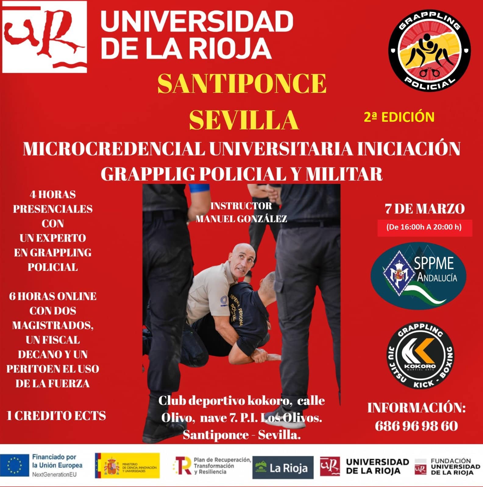 curso universidad la rioja iniciación grappling policial horario tarde