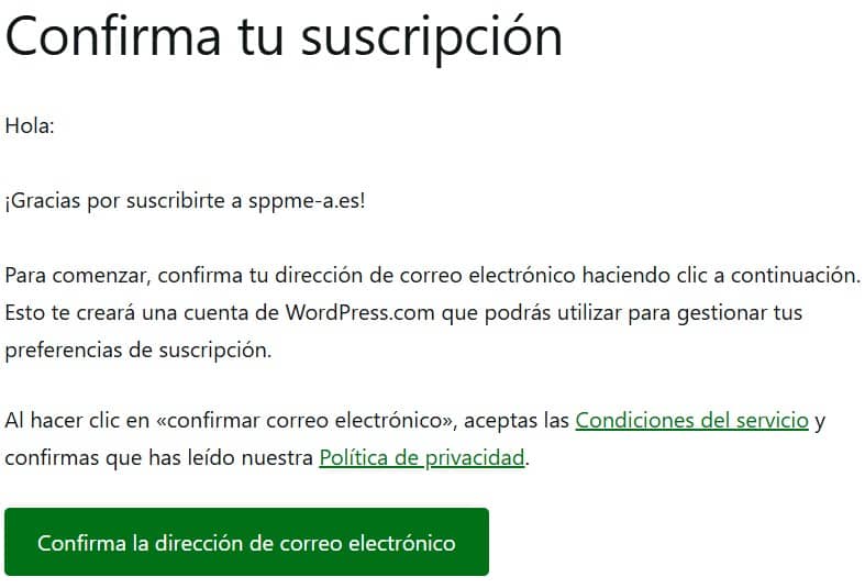 boletín confirma suscripción