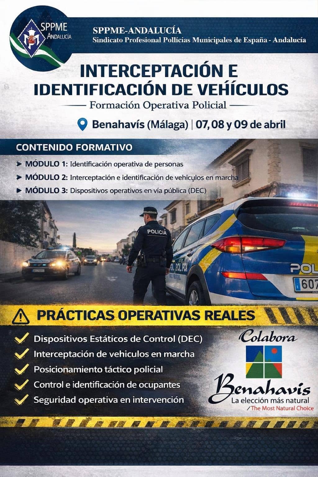 Cartel Curso Intervención e Interceptación de Vehículos en Benahavís